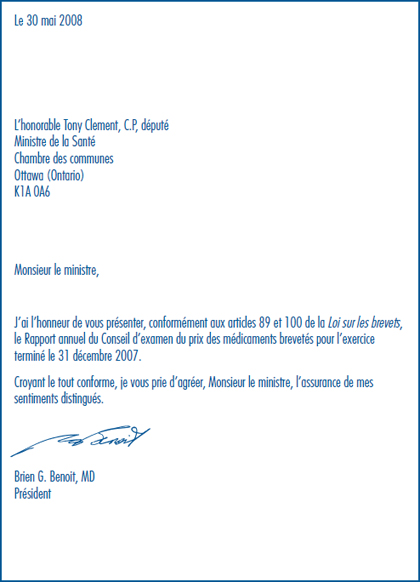 Lettre au Ministre de la Santé